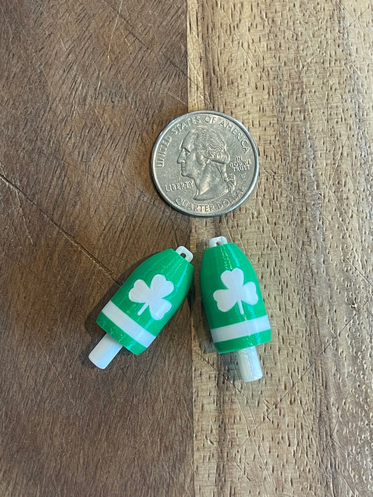 Green White Shamrock Buoy Earrings (GWS)