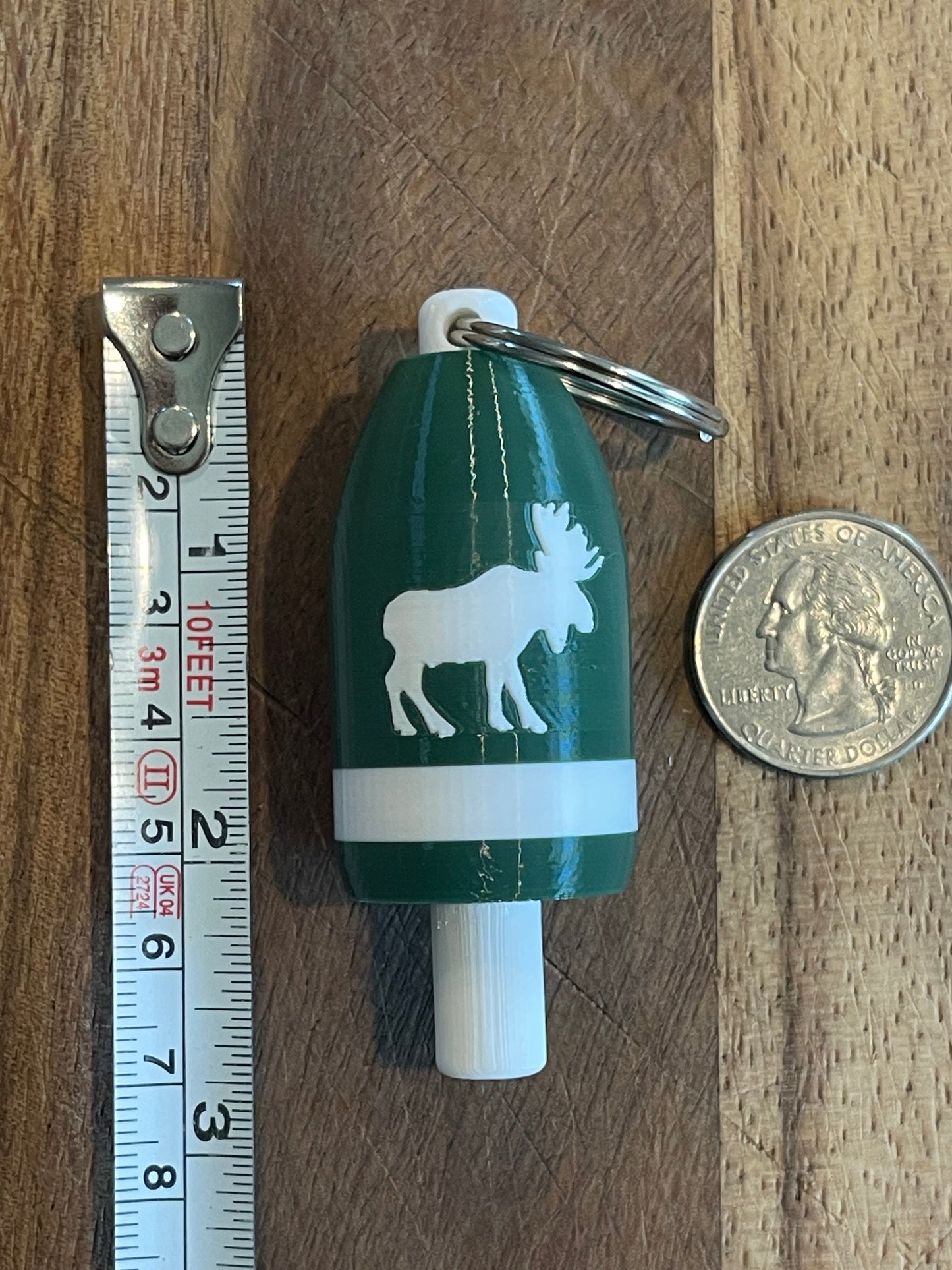 Dark Green White Moose Keychain Buoy (DGWM)