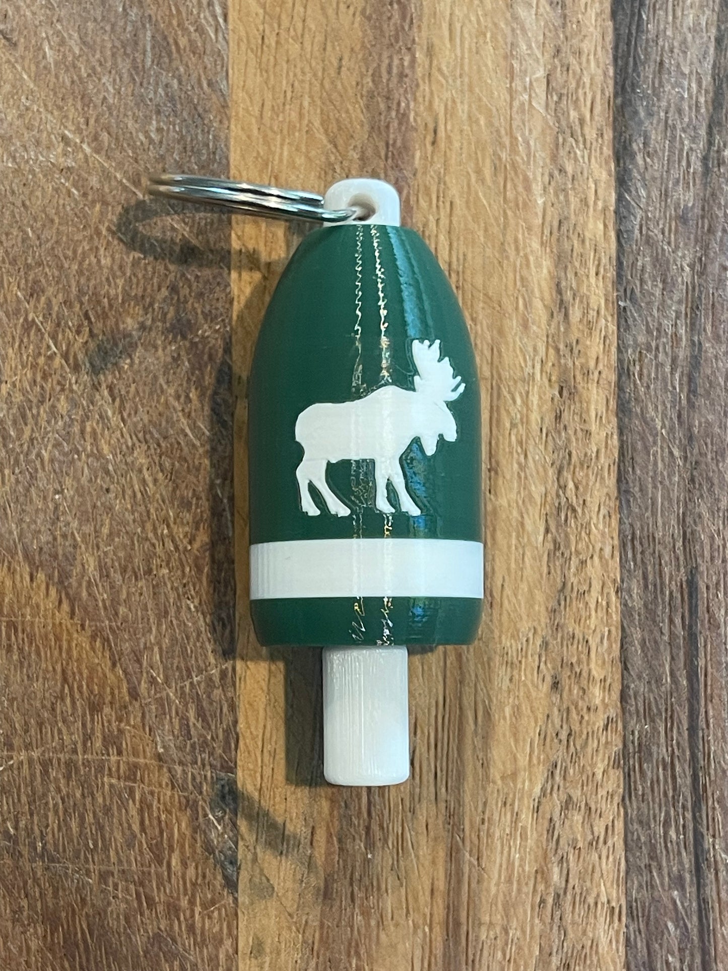 Dark Green White Moose Keychain Buoy (DGWM)