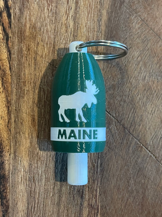 Dark Green White Moose Keychain Buoy (DGWM)