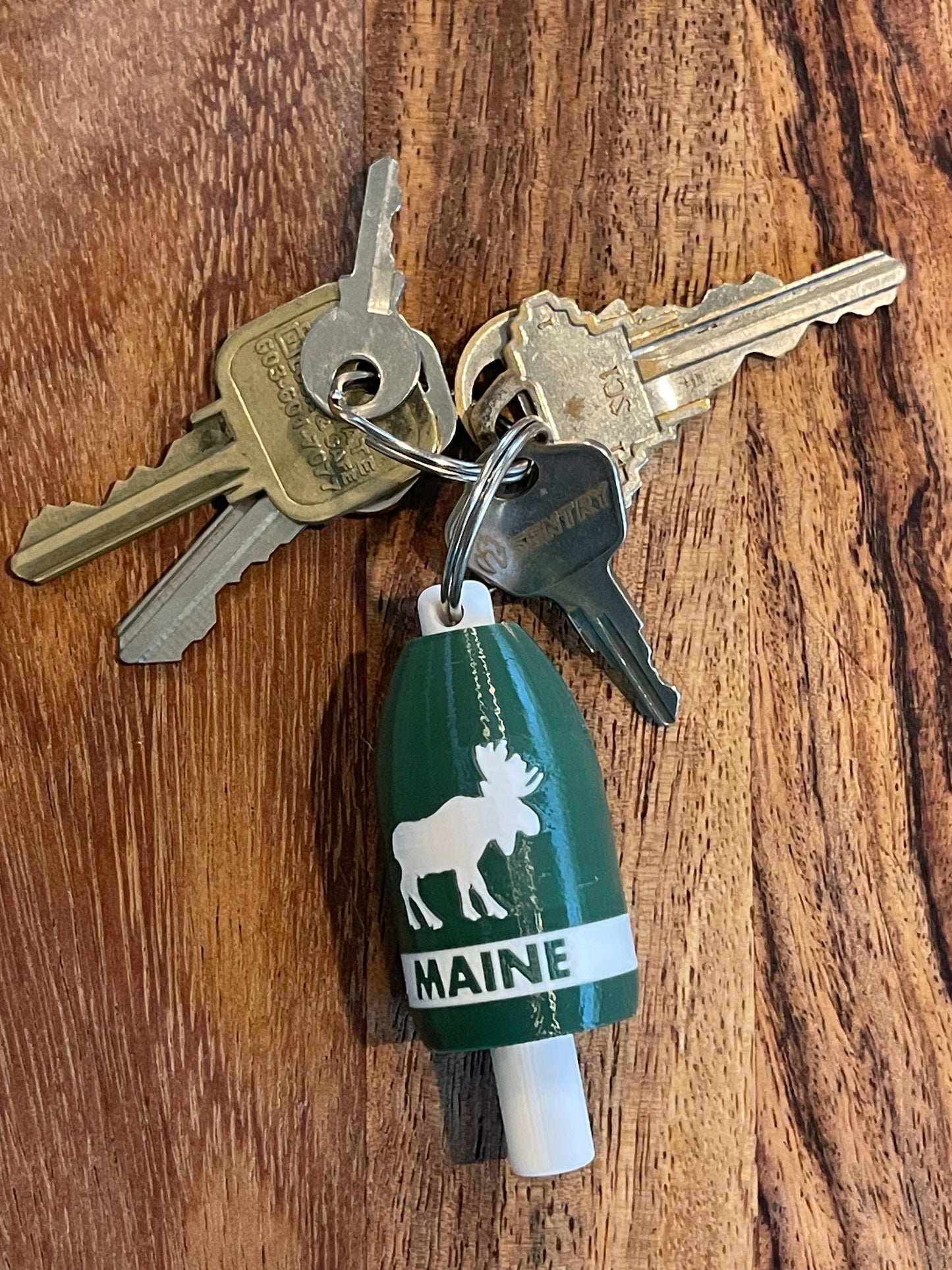 Dark Green White Moose Keychain Buoy (DGWM)