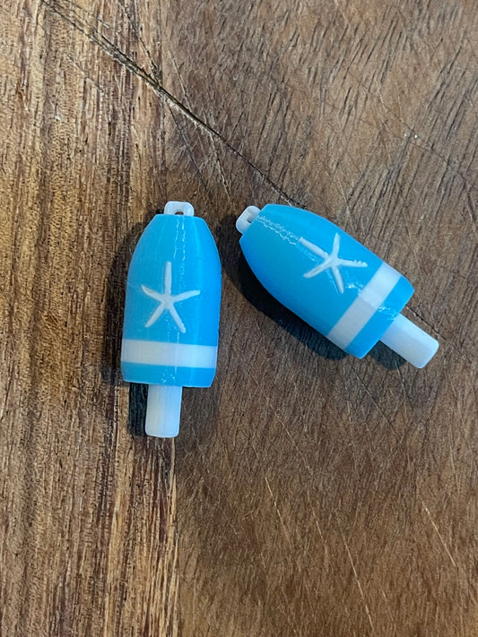 Light Blue White Starfish Lobster Buoy Earrings (LBWSF)