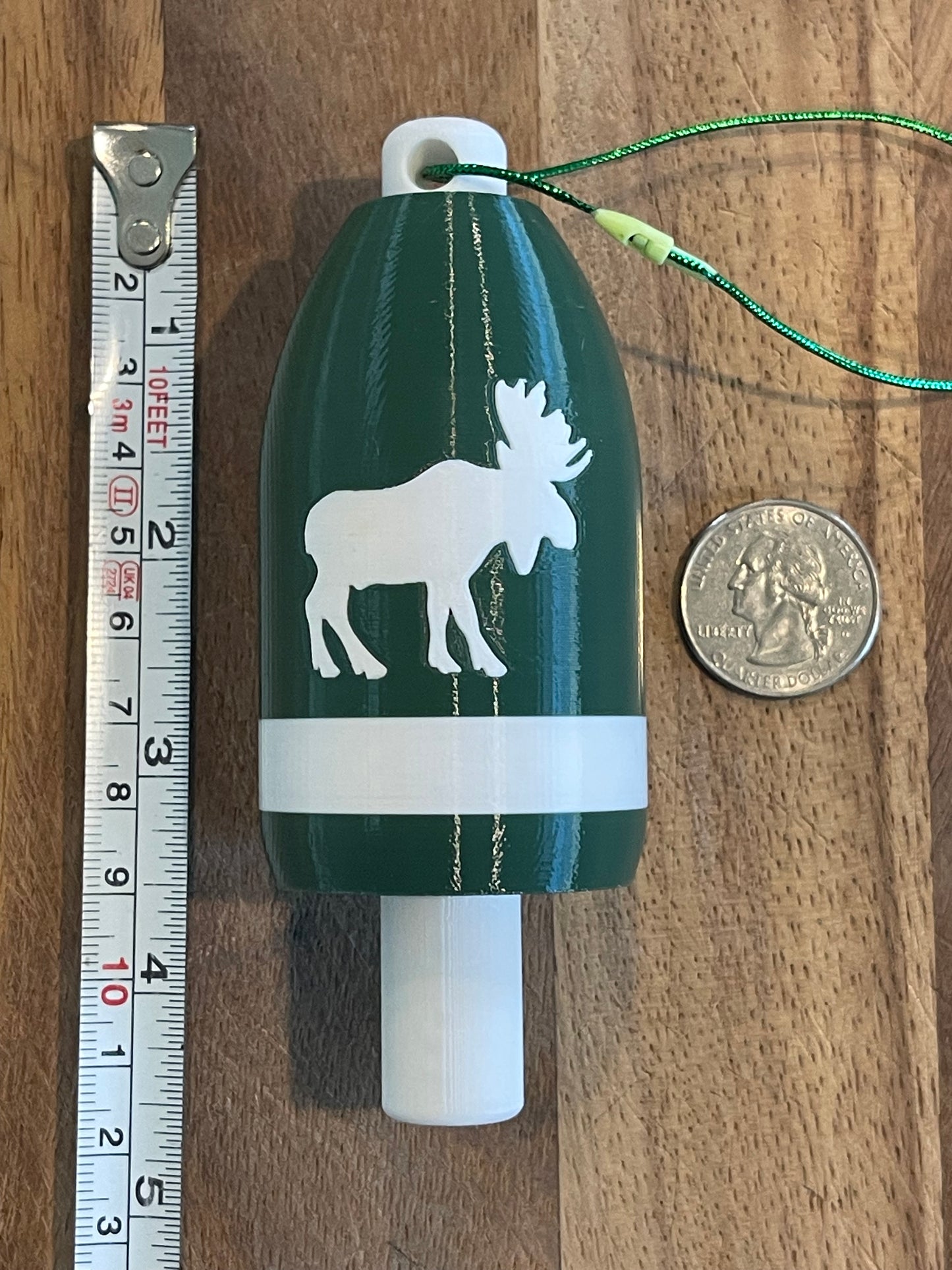 Dark Green White Moose Lobster Buoy Christmas Ornament (DGWM)