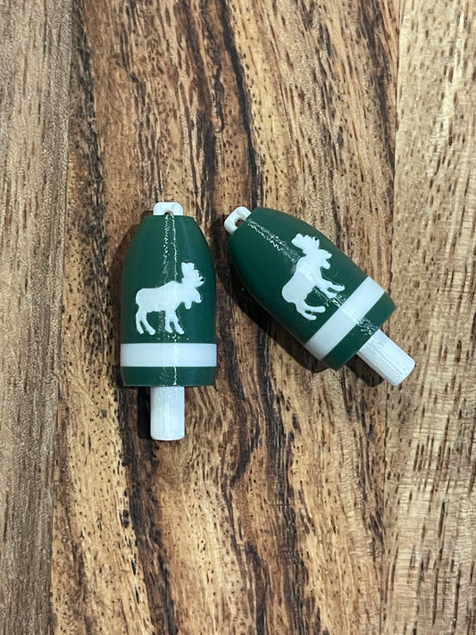 Dark Green White Moose Buoy Earrings (DGWM)
