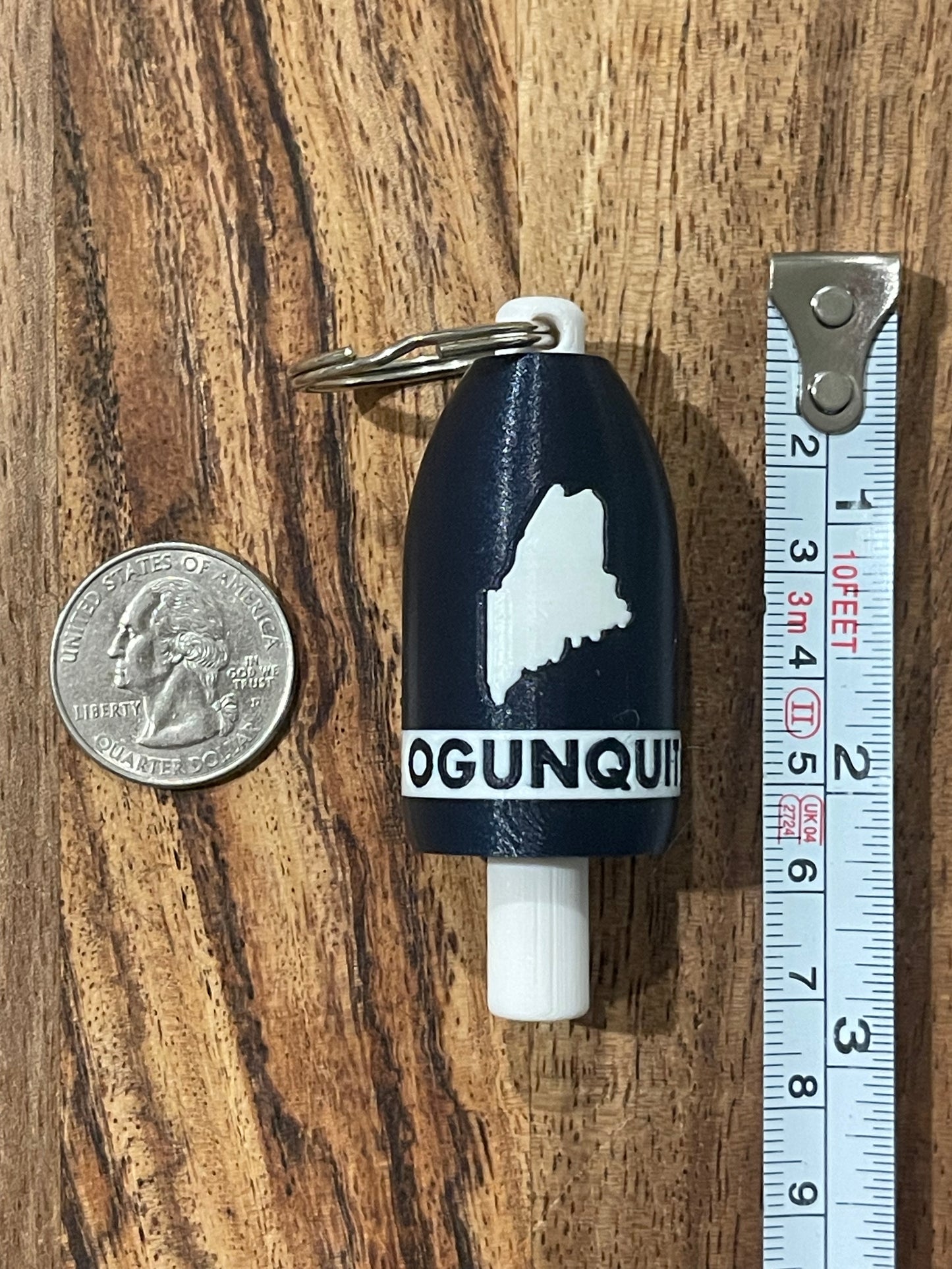 Navy White State of Maine Keychain Buoy (NWME)