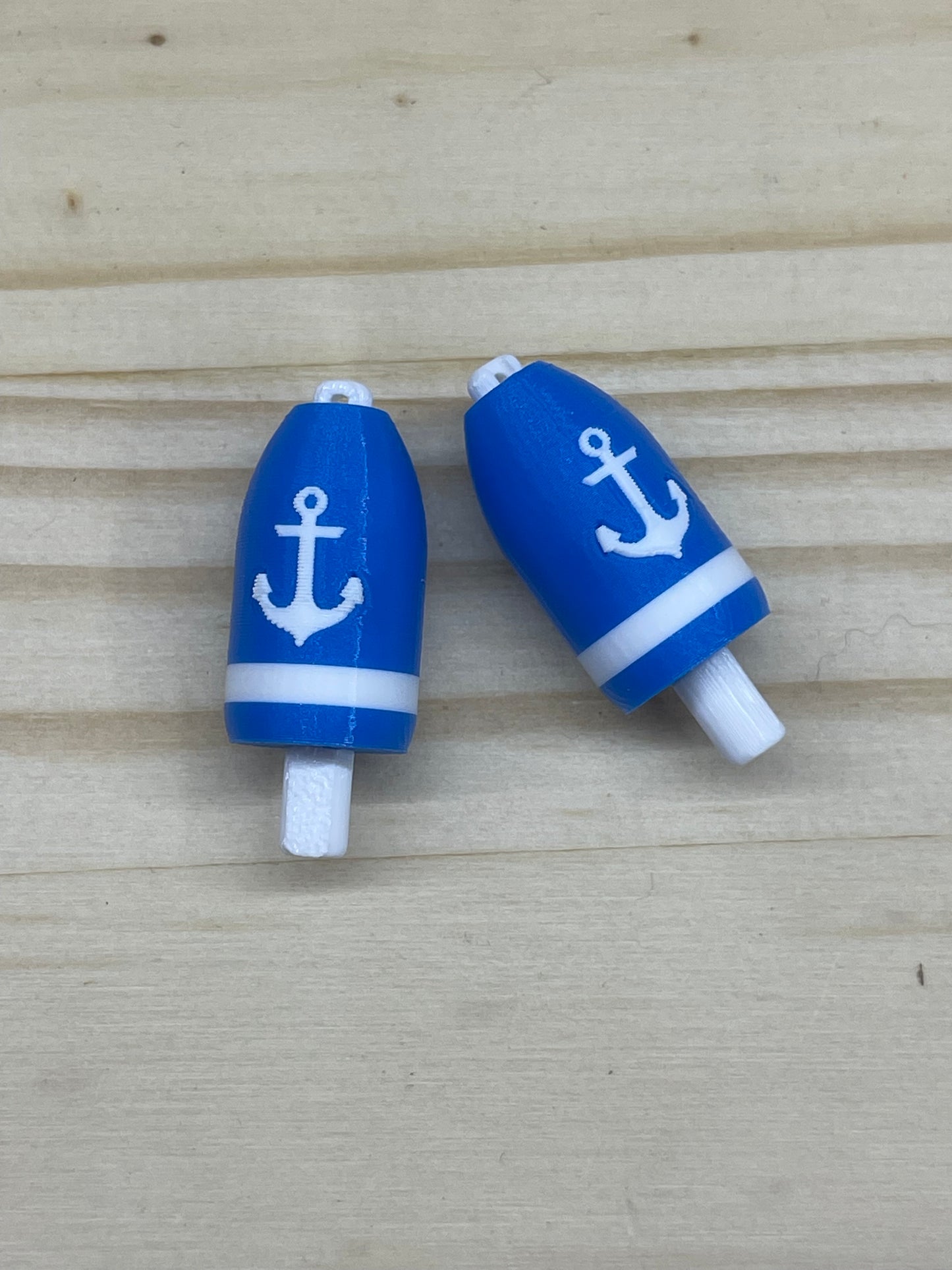 Electric Blue White Anchor Lobster Buoy Earrings