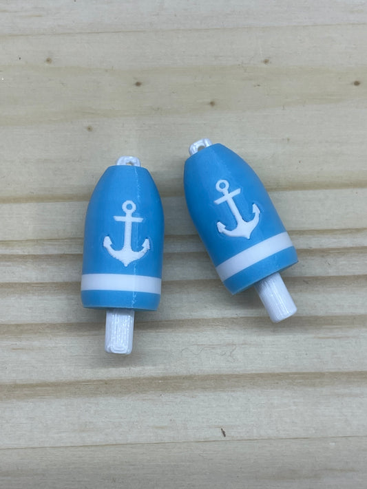 Light Blue White Anchor Lobster Buoy Earrings