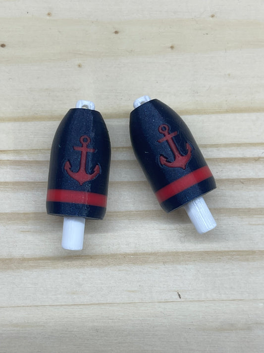 Navy Red Anchor Lobster Buoy Earrings