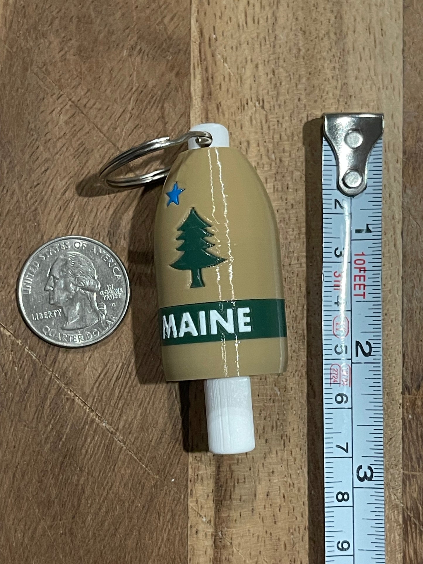 Tan Brown 1901 Maine State Flag Keychain Buoy