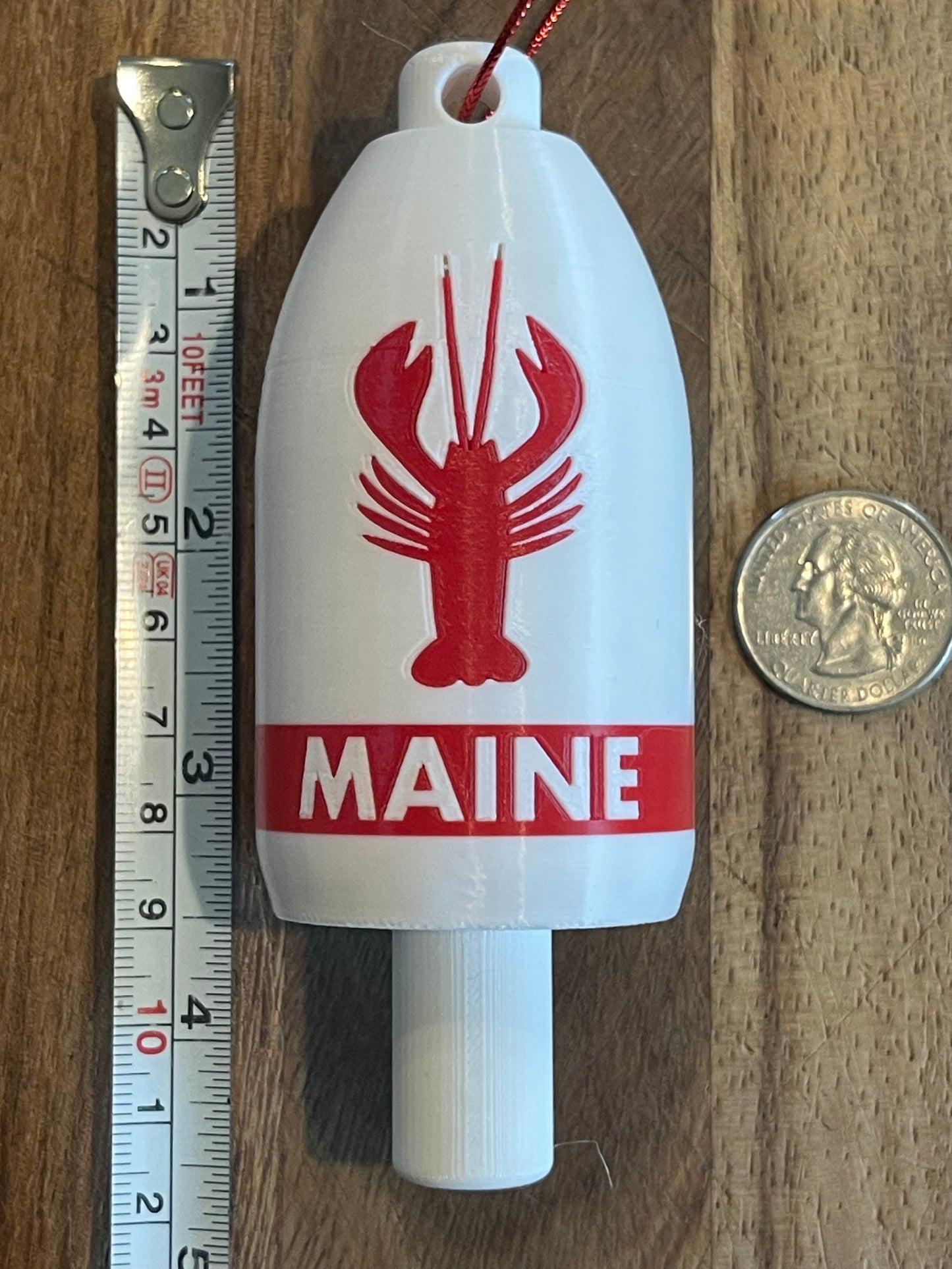 White Red Classic Lobster Buoy Ornament (WRL)
