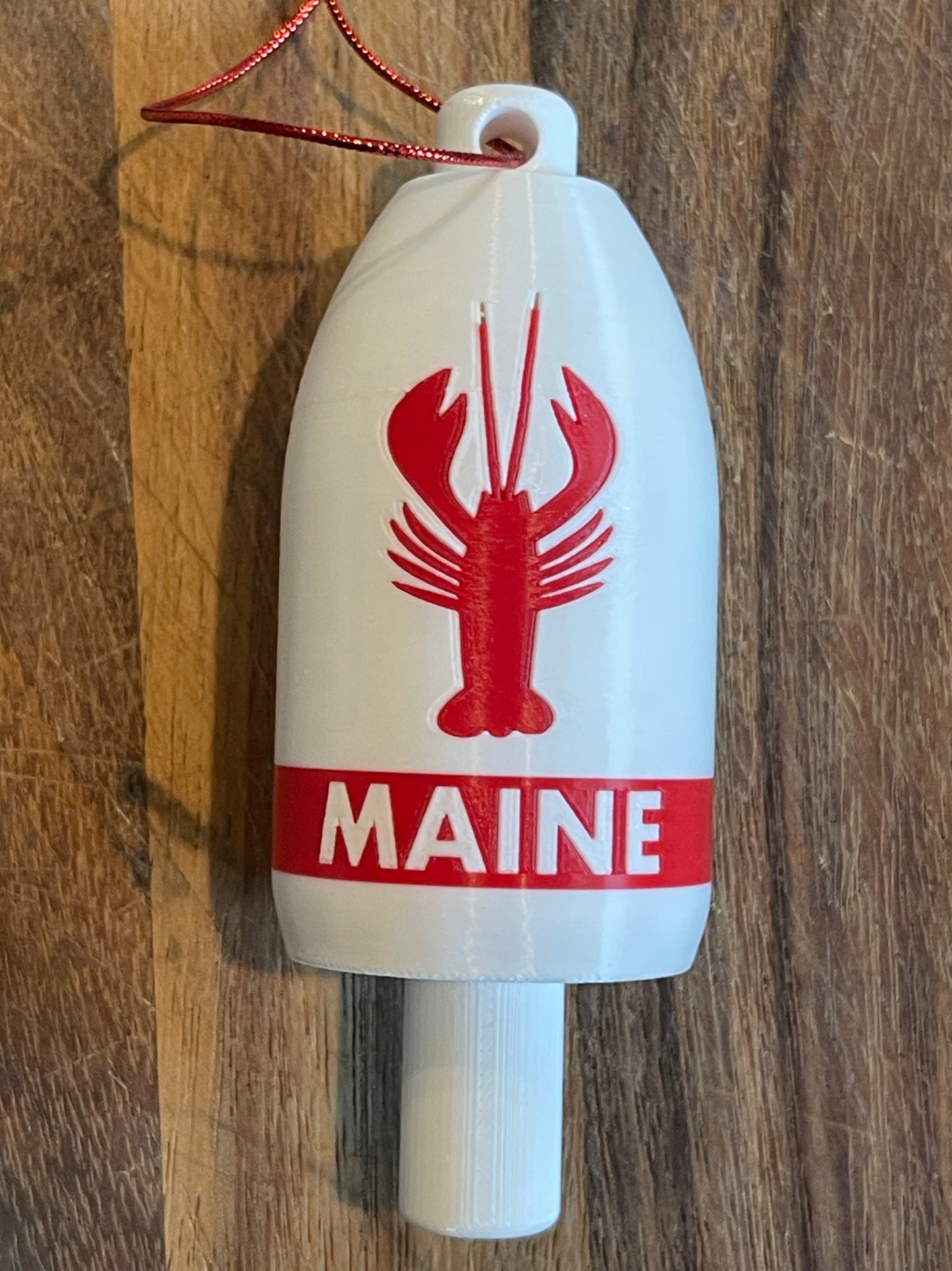 White Red Classic Lobster Buoy Ornament (WRL)