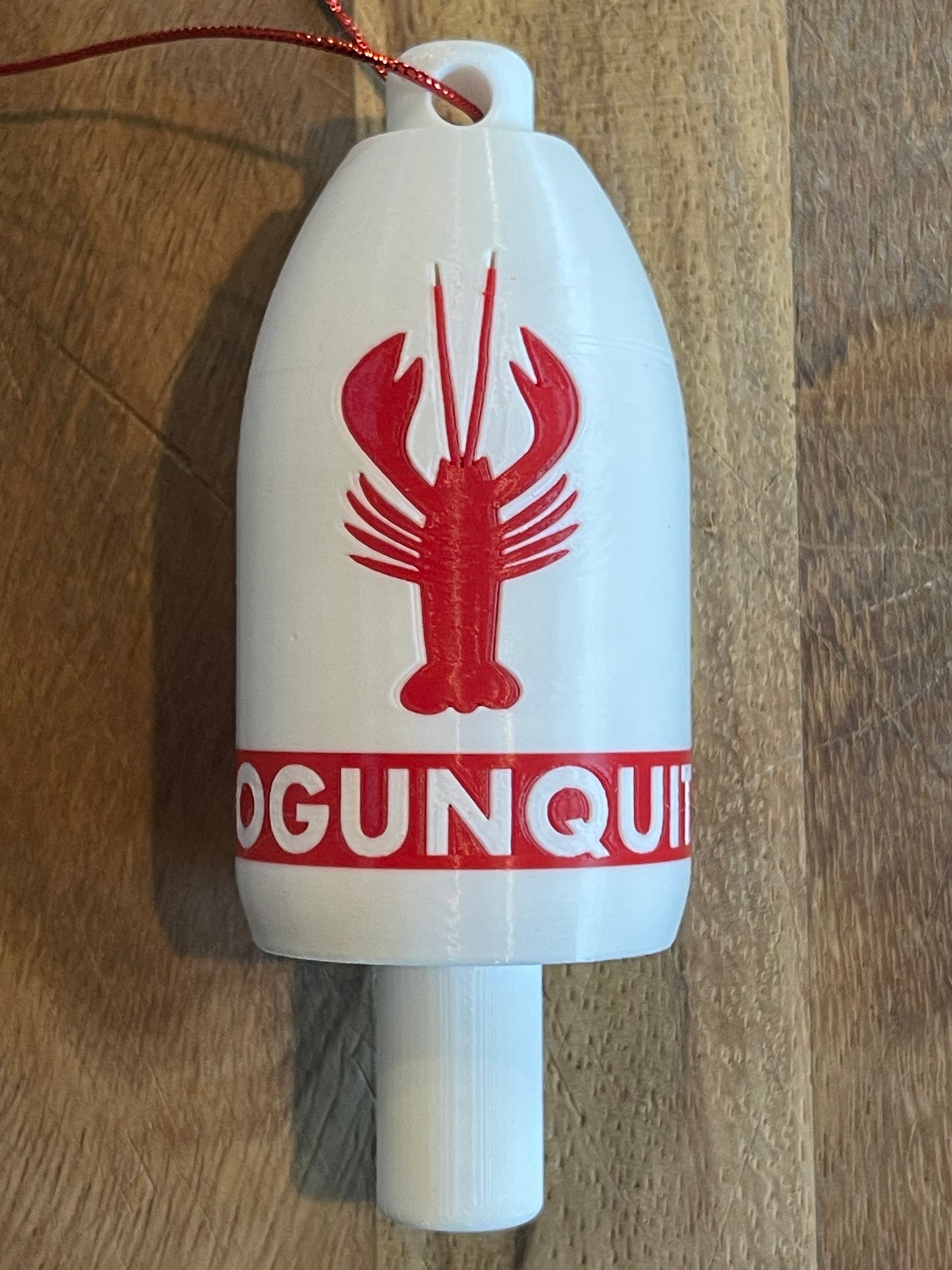 White Red Classic Lobster Buoy Ornament (WRL)