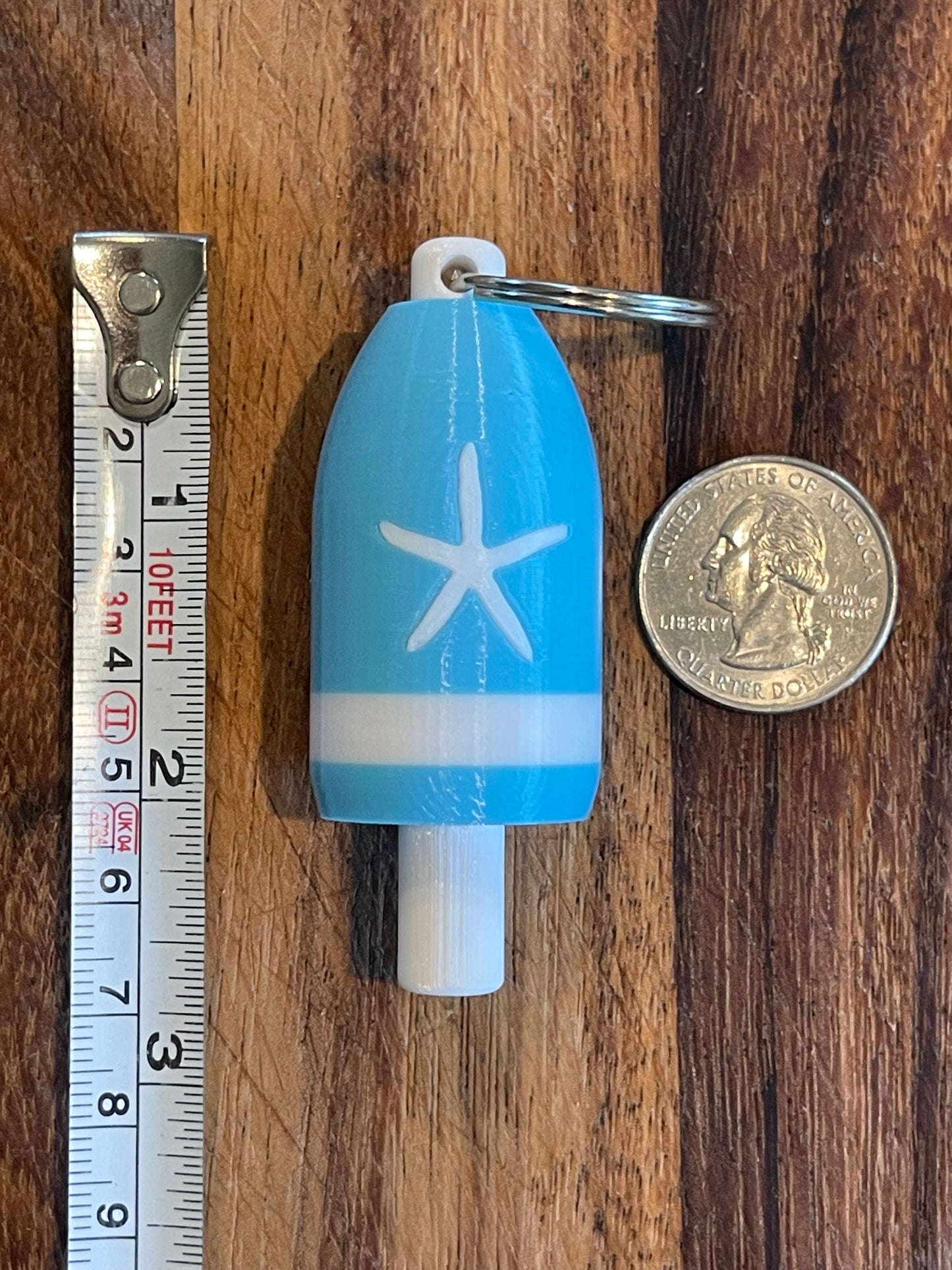 Light Blue White Starfish Keychain Buoy (LBWSF)