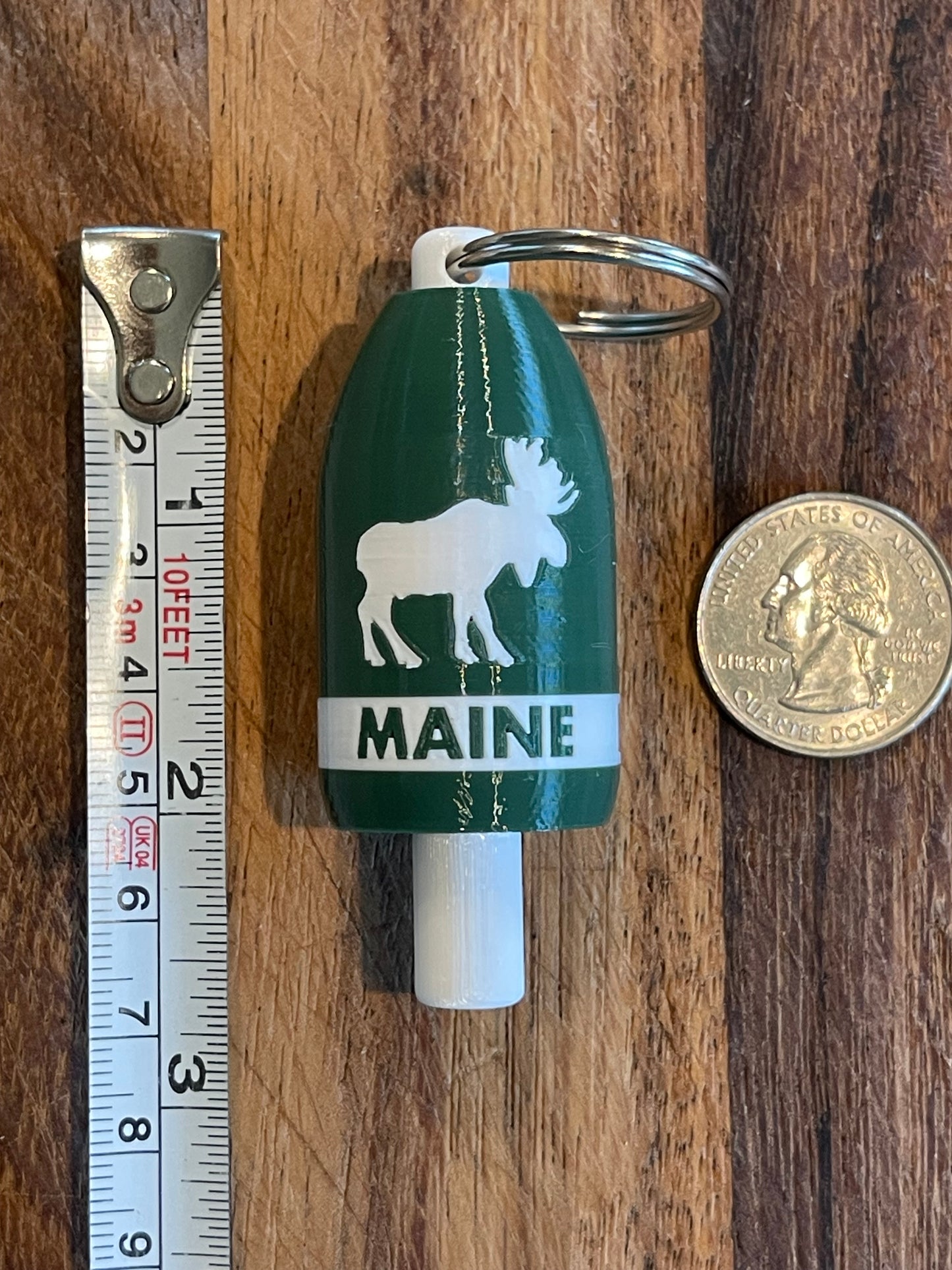 Dark Green White Moose Keychain Buoy (DGWM)