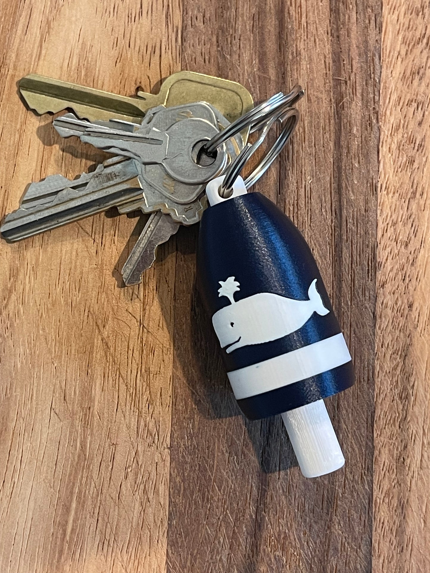 Navy White Whale Keychain Buoy (NWW)