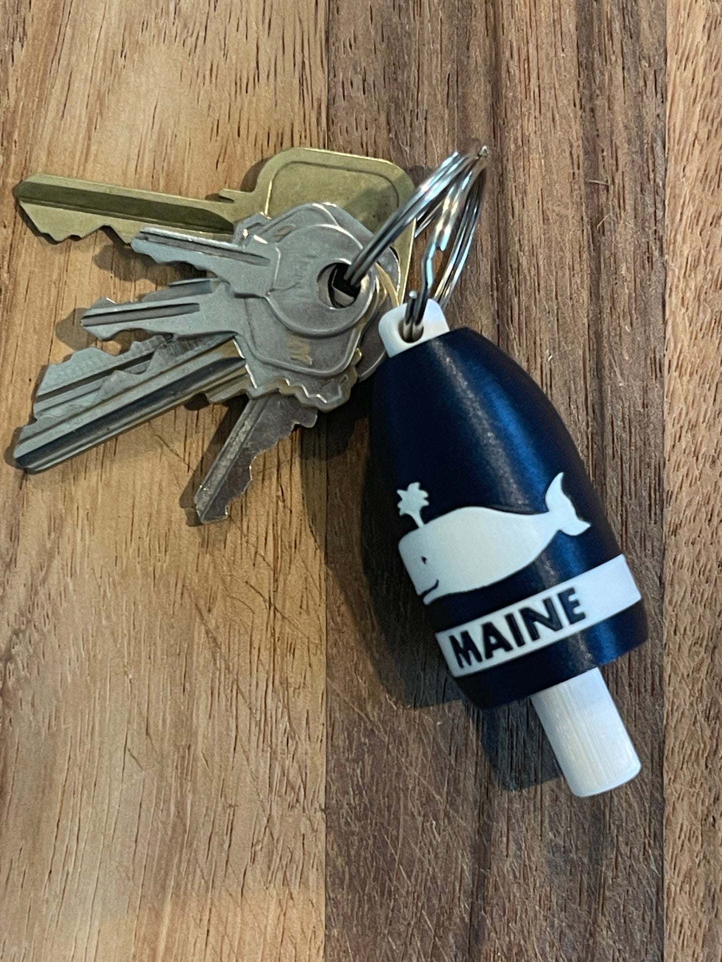 Navy White Whale Keychain Buoy (NWW)