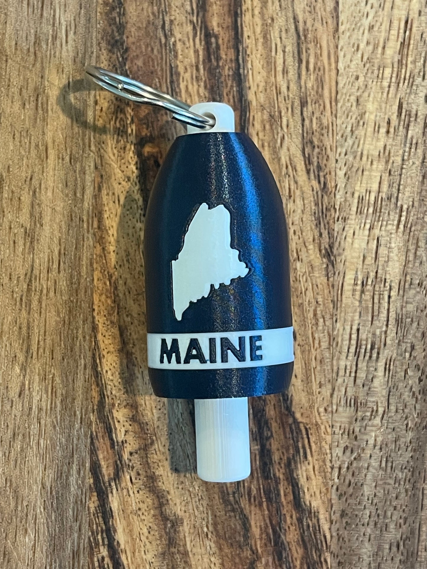 Navy White State of Maine Keychain Buoy (NWME)