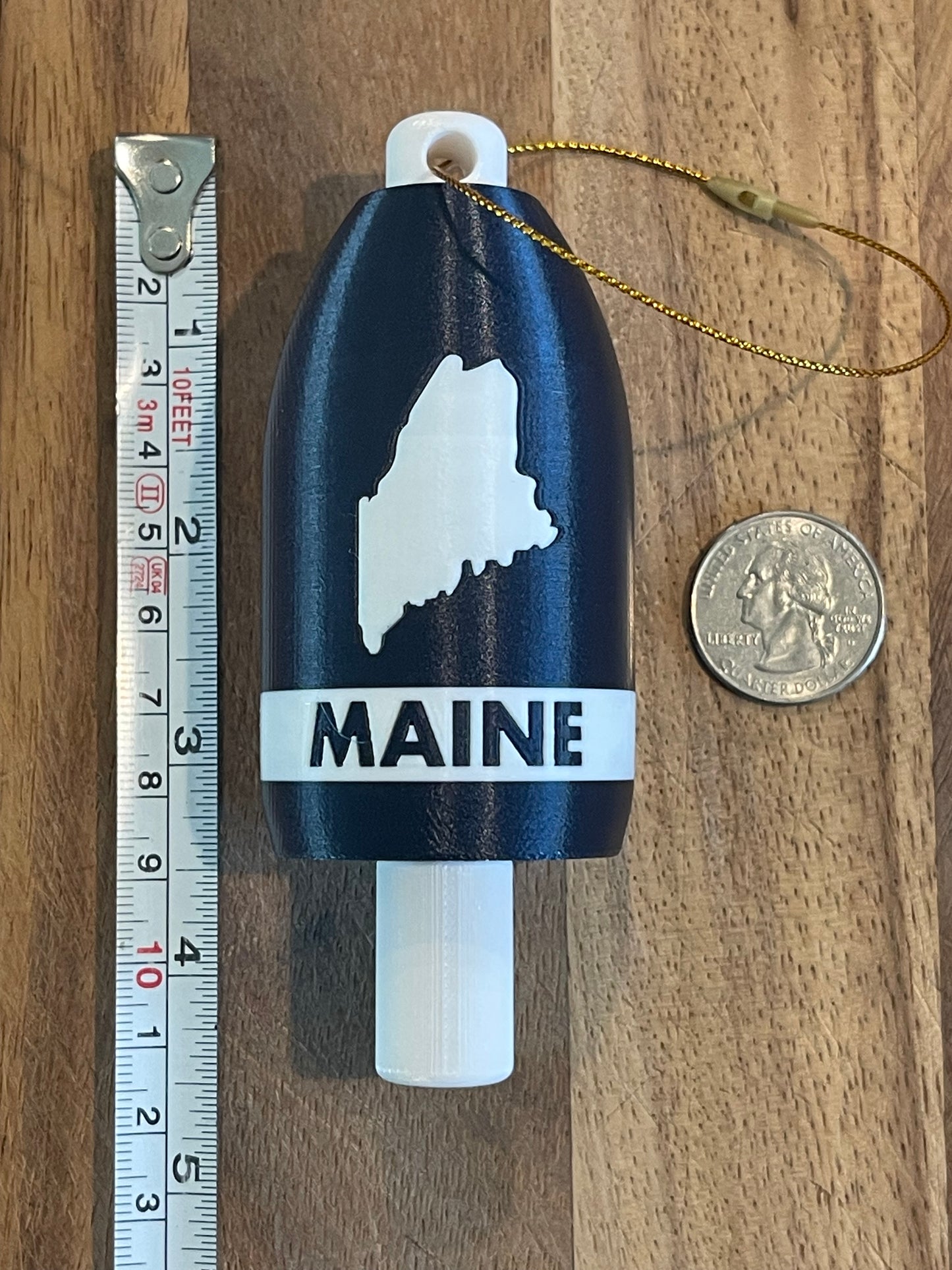 Navy White State of Maine Lobster Buoy Christmas Ornament (NWME)