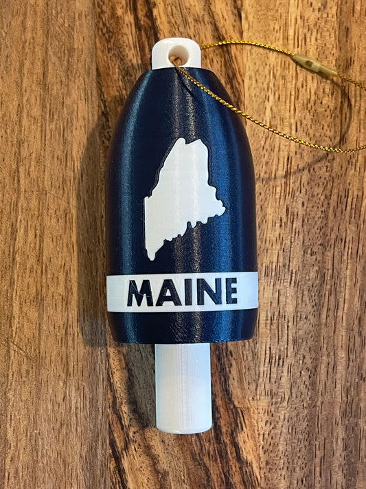 Navy White State of Maine Lobster Buoy Christmas Ornament (NWME)