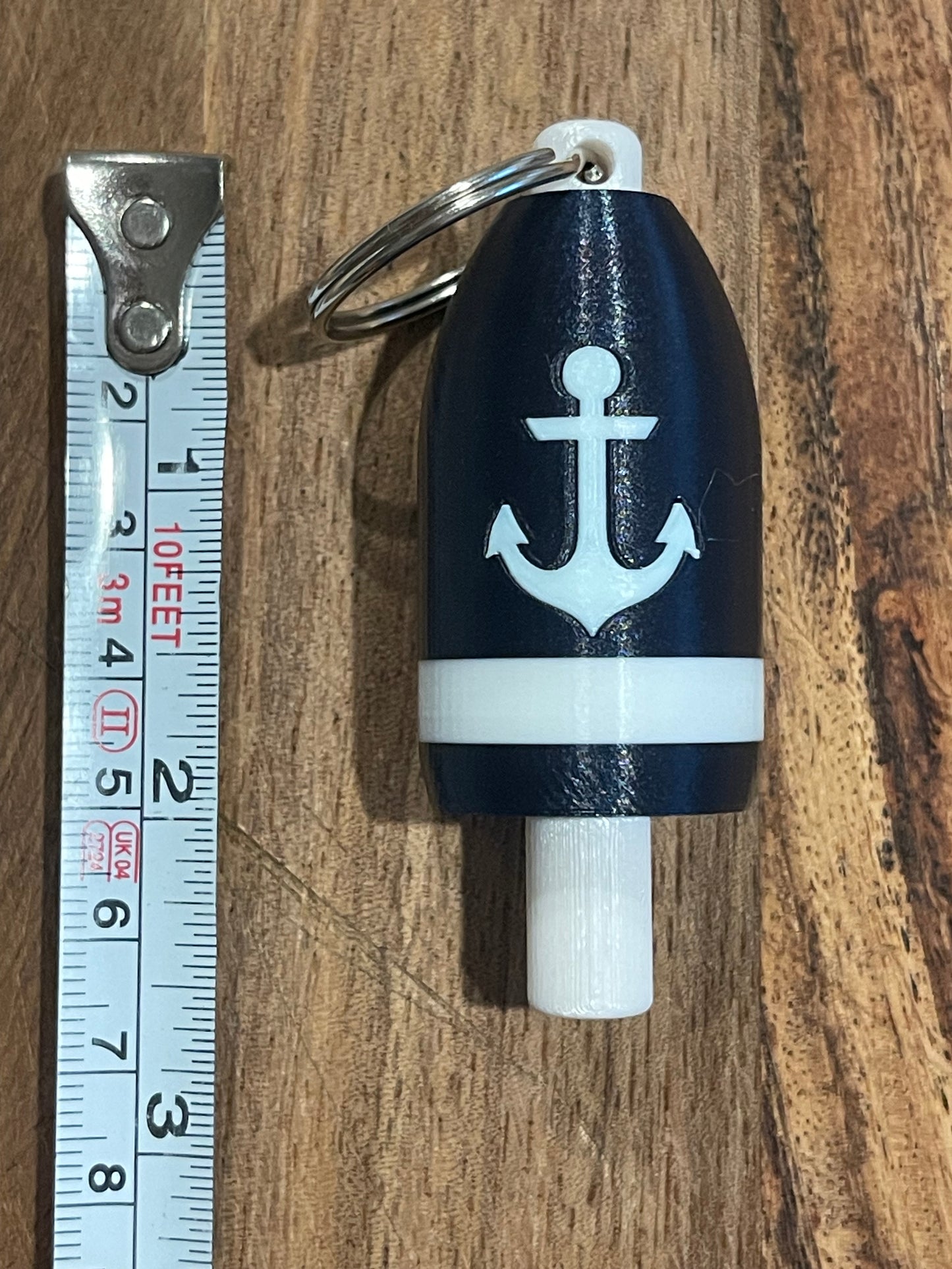 Navy White Anchor Keychain Buoy (NWA)