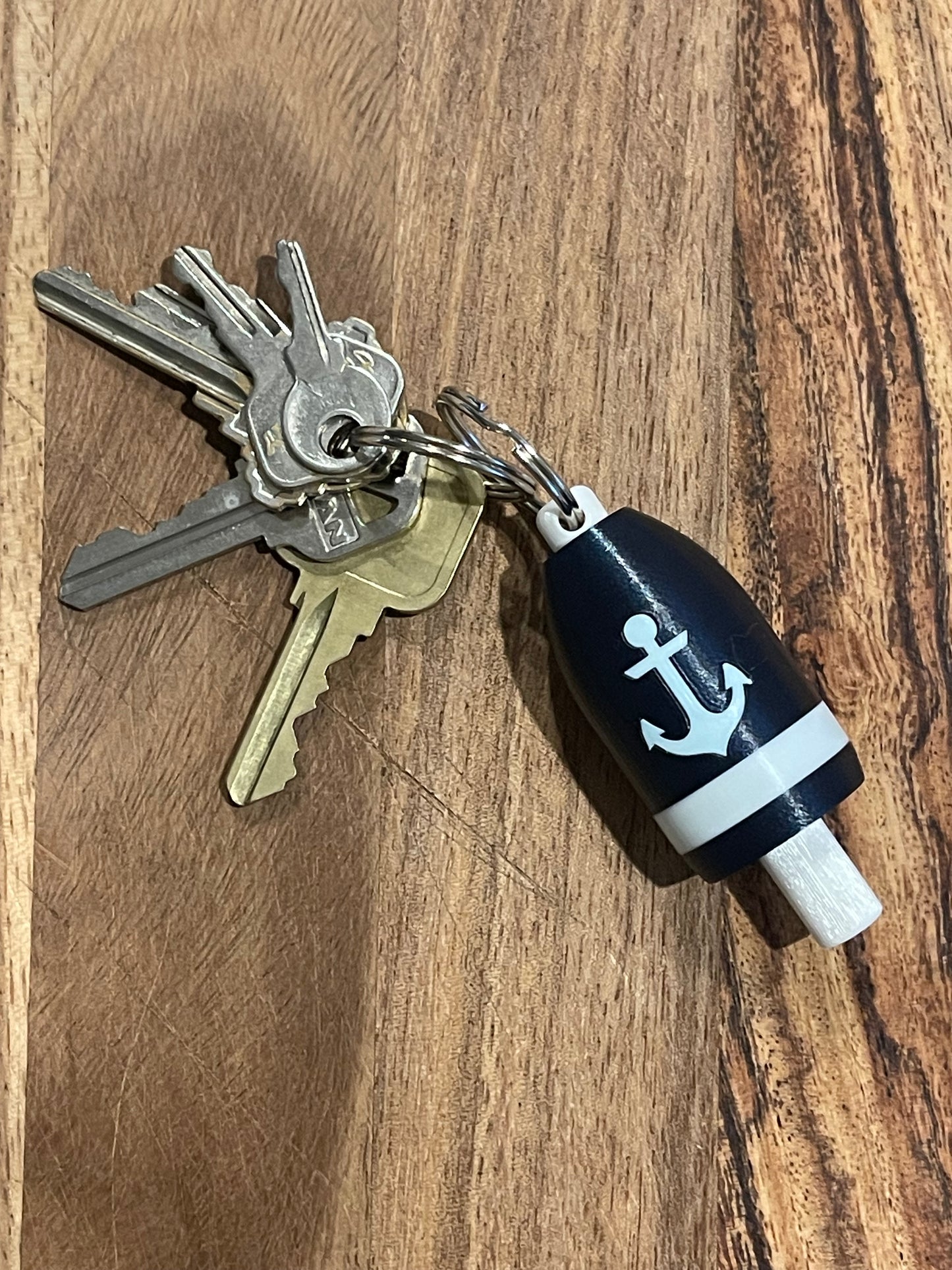 Navy White State of Maine Keychain Buoy (NWME)