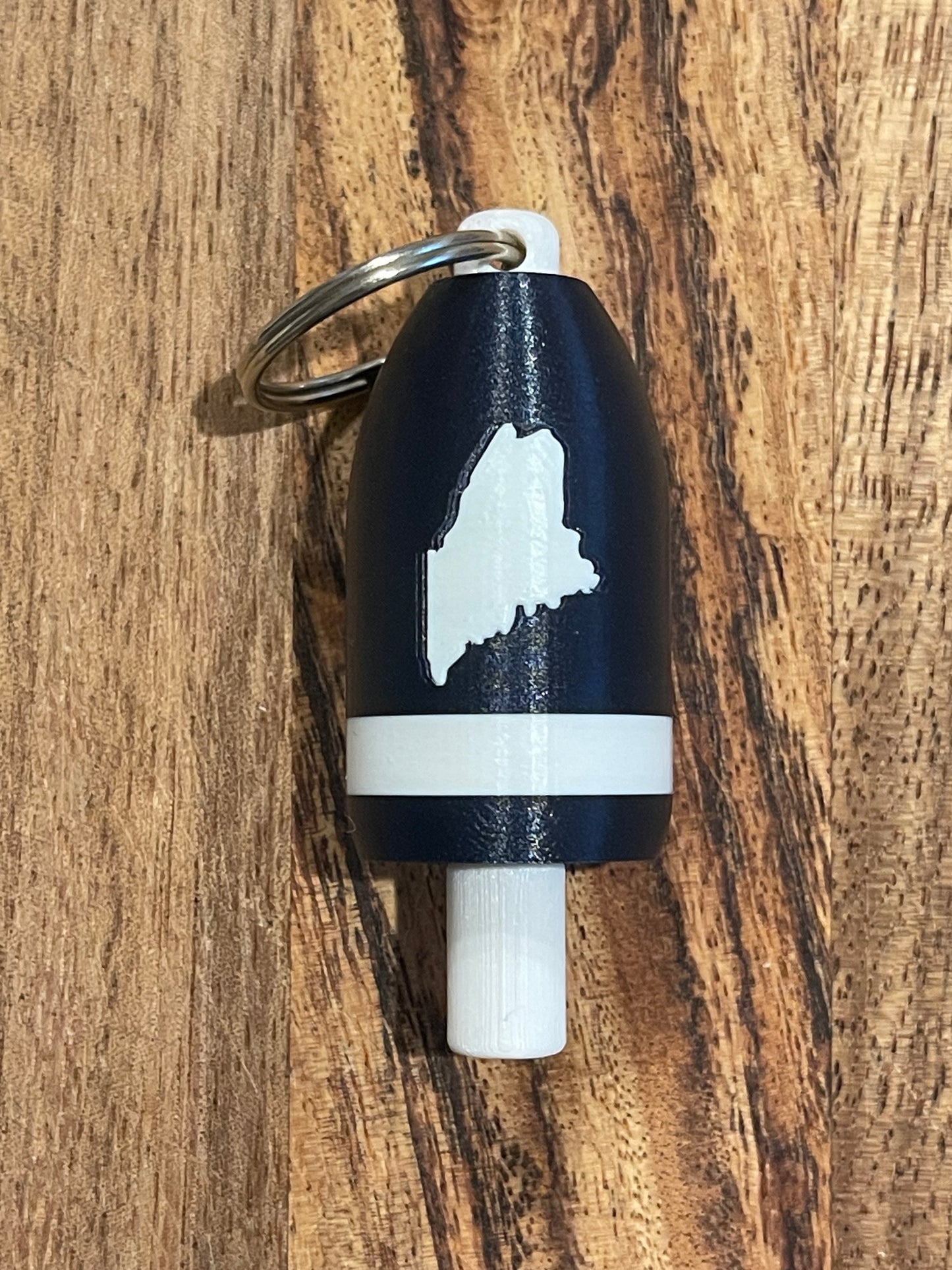 Navy White State of Maine Keychain Buoy (NWME)