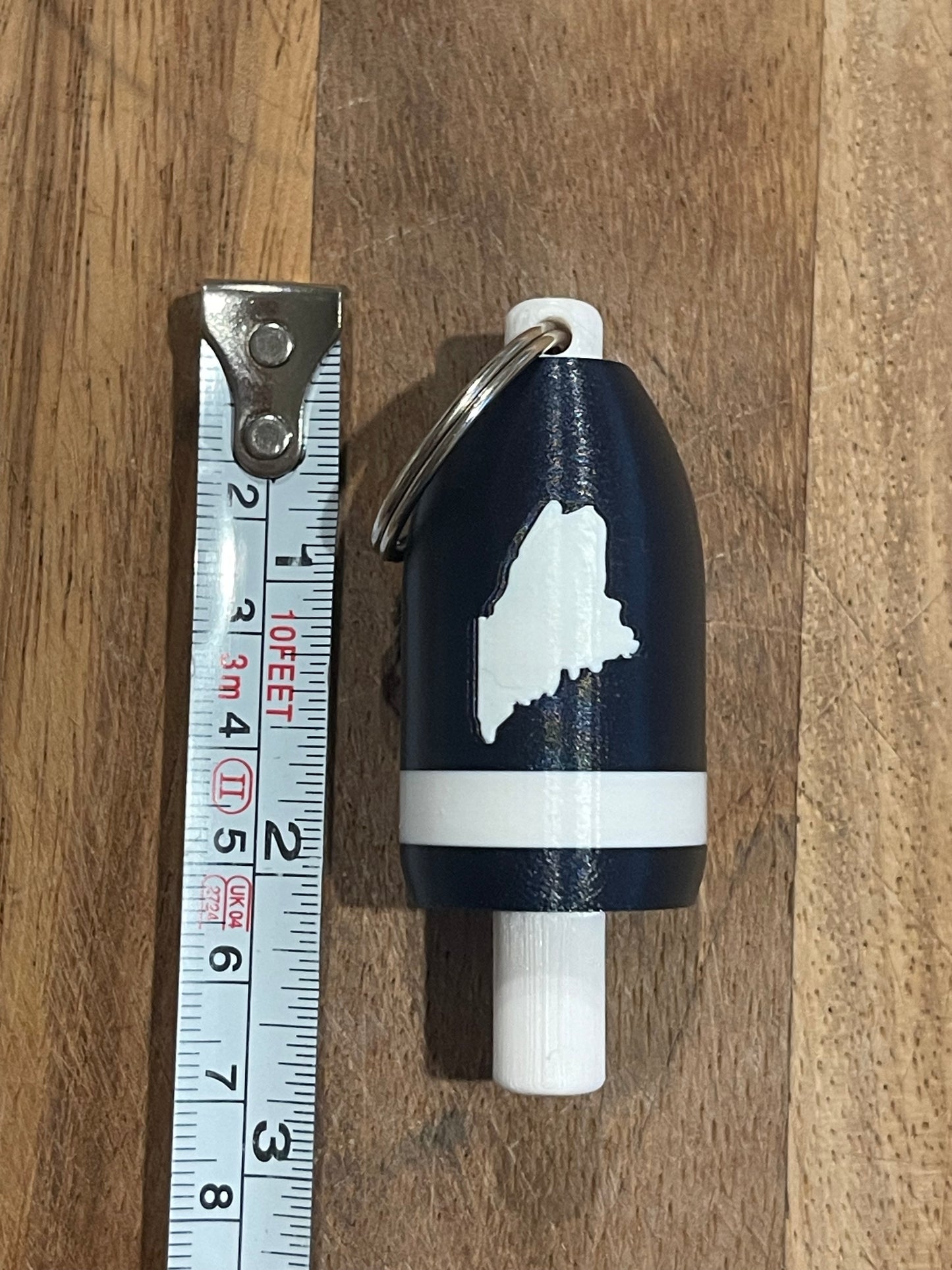 Navy White State of Maine Keychain Buoy (NWME)