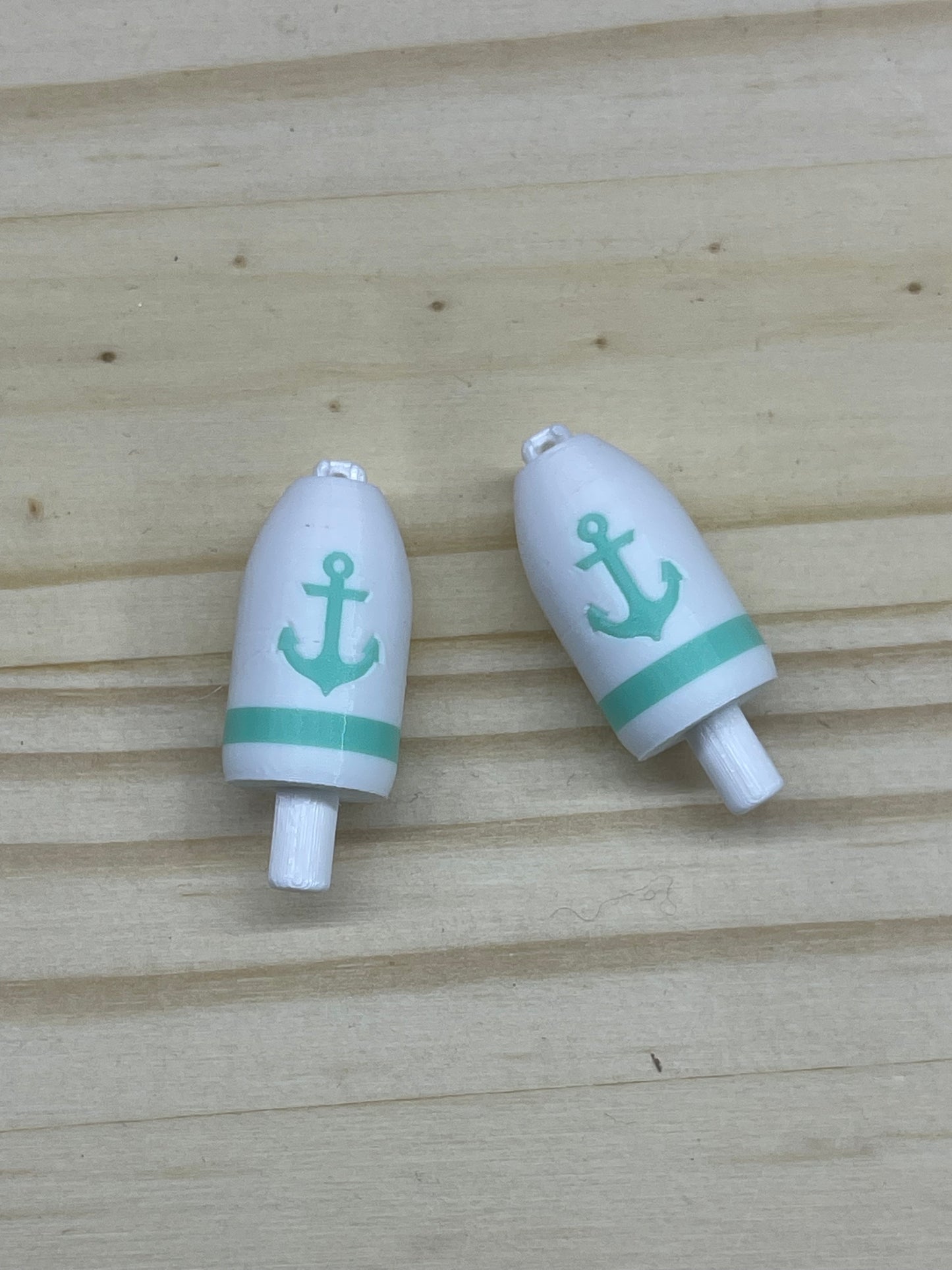 White Teal Anchor Lobster Buoy Earrings