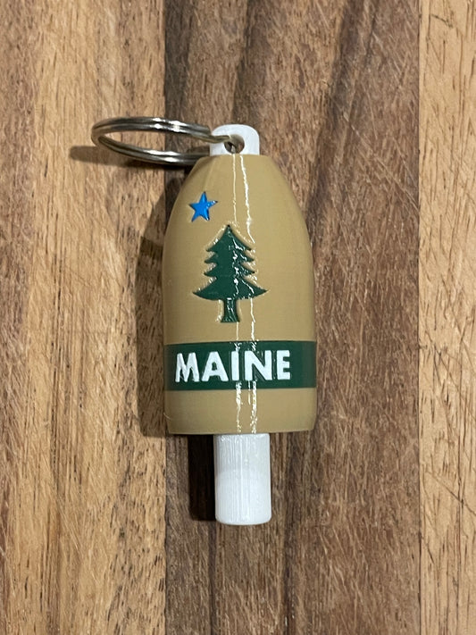 Tan Brown 1901 Maine State Flag Keychain Buoy